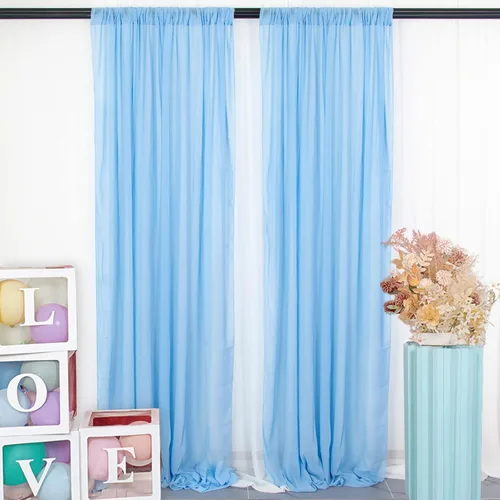 Vista 37 de DUOBAO Cortina de gasa rosa, 2 paneles de 29 x 96 pulgadas, cortinas de telón de fondo de boda, cortinas de playa transparentes para sala de estar