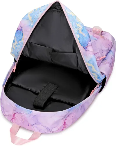 Vista 4 de Createy Mochilas de mármol ligeras resistentes al agua para niñas adolescentes mochila escolar con bolsa de almuerzo