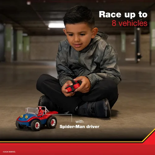 Vista 3 de Jada Spider-Man Buggy RC con figura de Spider-Man no extraíble – 7 pulgadas, botón turbo, control remoto de función completa, a partir de 6 años