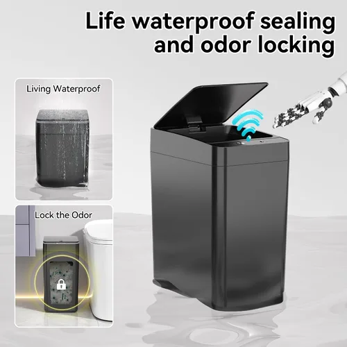 Vista 6 de kaylowe - Cubo de basura automático para baño de 2.6 galones, juego de 2 cubos de basura pequeños sin contacto, con sensor de movimiento delgado