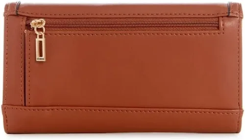 Vista 2 de GUESS Factory Milena - Cartera de mano delgada para mujer, Coñac, Cartera