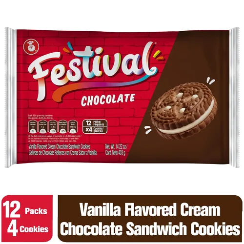 Vista 4 de Festival Galletas sándwich de crema de chocolate, 14.22 oz (paquete de 3)