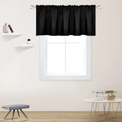 Vista 37 de DECOVSUN Cenefa morada para ventanas de 60 x 18 pulgadas, aislamiento térmico sólido, bolsillo para cortinero, cenefa corta para cocina, cenefa