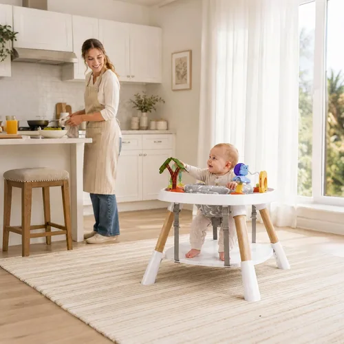 Vista 8 de Baby Activity Center, 6-in-1 Stationary Standing Table for Baby 6-36 Month Light Wood Tone