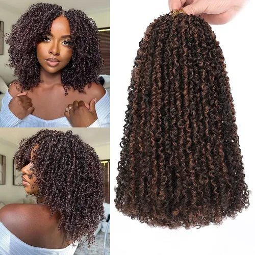 Vista 35 de COOKOO 6 pulgadas 8 paquetes Cabello de Ganchillo Pre-enrollado Yanky Twist para Mujeres Negro Natural Mini Passion Twists Pre-retorcido Cabello