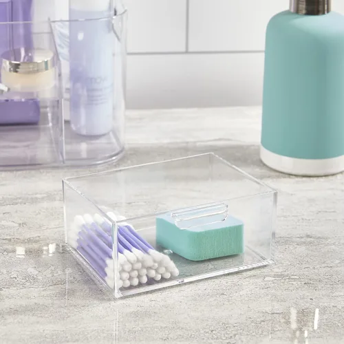 Vista 6 de STORi Bliss Organizador de Maquillaje Transparente para Encimera, Organizador de Baño Dividido y Cajón de Almacenamiento, Soporte para Brochas