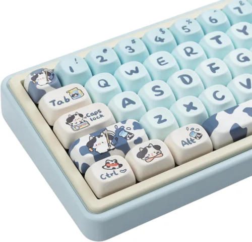 Vista 10 de MOA - Teclas de perfil de conejo, lindo conejo personalizado PBT Dye-sub Keycap 144 teclas para teclado mecánico, juego de teclas de tamaño completo