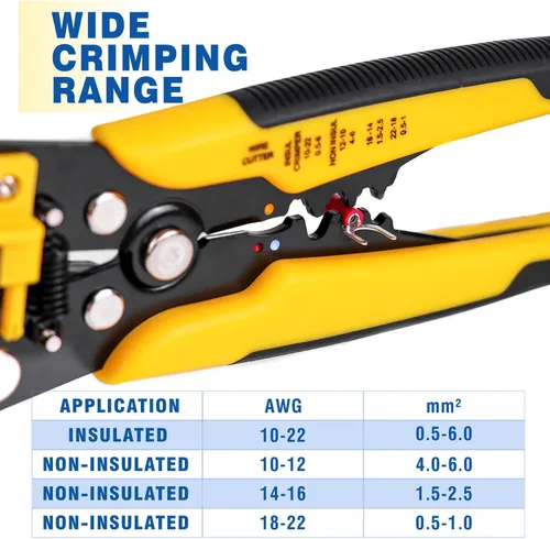 Vista 5 de 3 en 1 pelacables automático/cortador/crimpador, AWG10-24, alicates multi de 8 pulgadas para pelar cables eléctricos, corte de cables, prensado