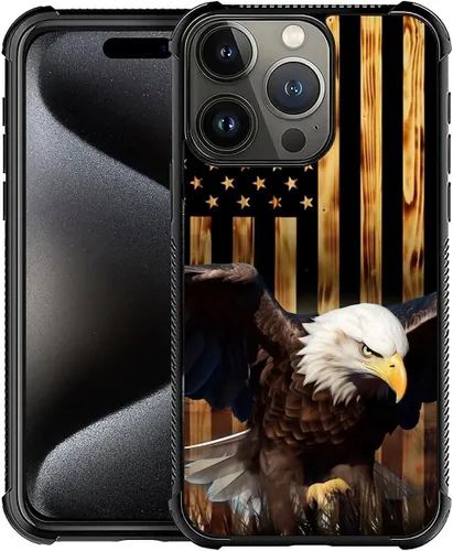 Vista 258 de Funda compatible con iPhone 8, a prueba de golpes, antiarañazos, bandera de ciervos de cola blanca de grano de madera estadounidense