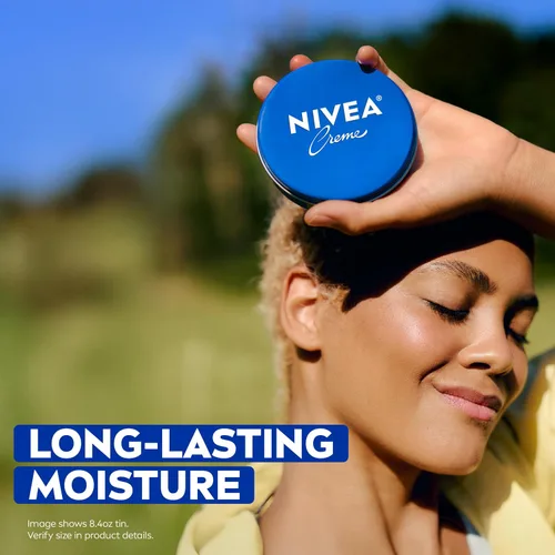 Vista 3 de NIVEA Crema hidratante para el cuerpo, la cara y las manos, fórmula alemana, rica crema hidratante corporal con provitamina B5, lata de 8.4 onzas