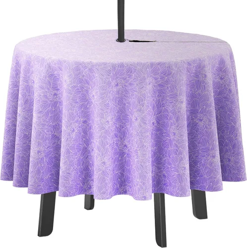 Vista 16 de Mantel redondo para interior/exterior de 58 pulgadas, mantel redondo impermeable para patio, manteles para mesa circular de primavera/verano