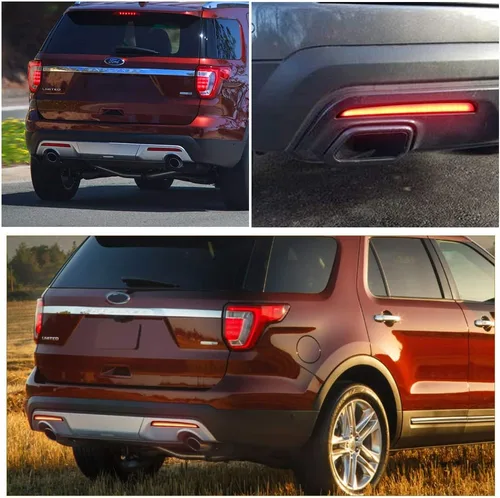 Vista 9 de Lente roja completa LED parachoques reflector trasera niebla luces para 2016 2017 2018 2019 Ford Explorer