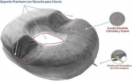 Vista 2 de Cojín ortopédico de espuma viscoelástica para asiento de dona, almohada para coxis y coxis, alivio del dolor para hemorroides, próstata, embarazo