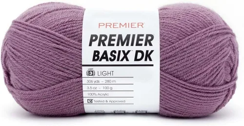 Vista 33 de Premier Yarns Basix DK - Hilo de peso, hecho de acrílico, hilo ideal para ganchillo y tejido, lavable a máquina, rubor, 3.5 onzas, 306 yardas