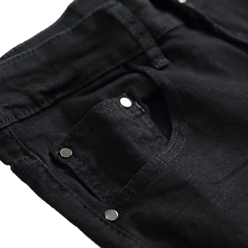 Vista 5 de Pantalones de mezclilla ajustados para hombre, rasgados, elásticos, desgastados, pierna cónica, desgastados, pantalones de mezclilla para hombre