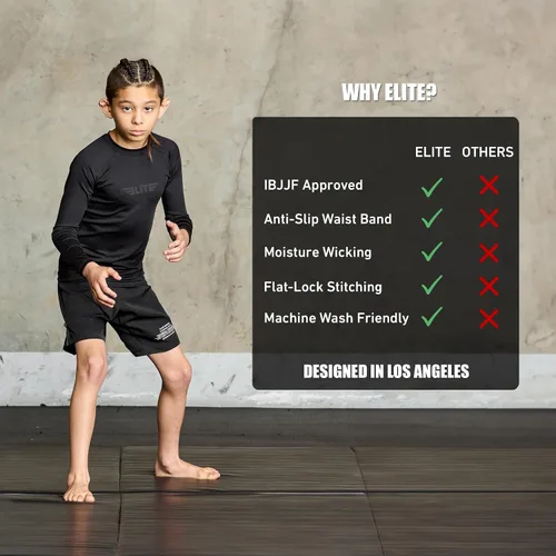 Vista 4 de Elite Sports Protectores de erupción para niños y niñas, compresión de manga completa BJJ para niños y jóvenes