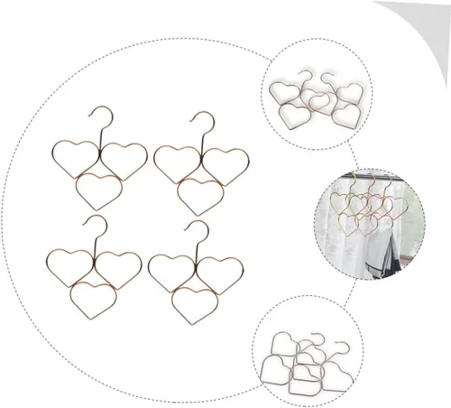 Vista 3 de Perchas en forma de corazón para bufandas y corbatas, paquete de 4 perchas de metal con forma de corazón, para organizar el armario