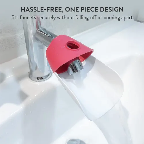 Vista 5 de Prince Lionheart EyeSMILE - Juego de soporte para cepillo de dientes y pasta de dientes con extensor de grifo, linterna fucsia