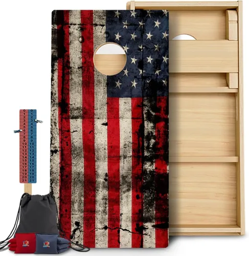 Vista 9 de CornholeGamesUSA Pro - Juego de tablas de Cornhole Fabricado en Estados Unidos Abedul báltico 3/4 Sin rebote Patas triples gruesas Dos 1