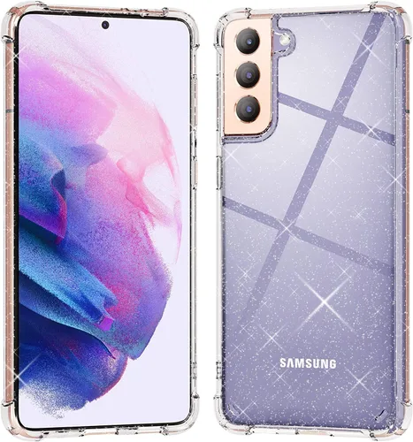 Vista 10 de KIOMY Funda Negra para Samsung Galaxy S21 5G con Rincónes de Airbag, Parachoques Resistente a Golpes, Cubierta Protectora Flexible de TPU