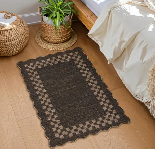 Vista 68 de GarveeHome Alfombra lavable de 5 x 7 pies para sala de estar, alfombra Beige festoneado