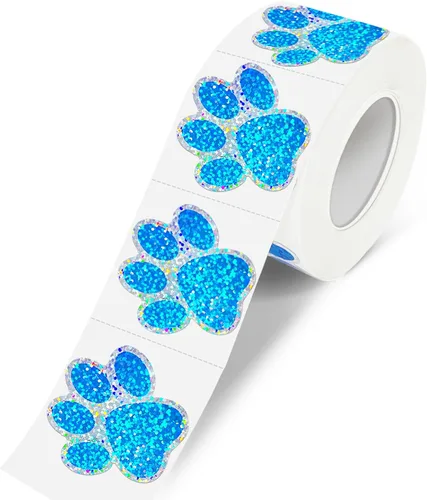 Vista 11 de Calcomanías de Huellas de Patas de Oso, Calcomanías Redondas Transparentes de 1.5" con Línea de Perforación (500 PCS, Naranja)
