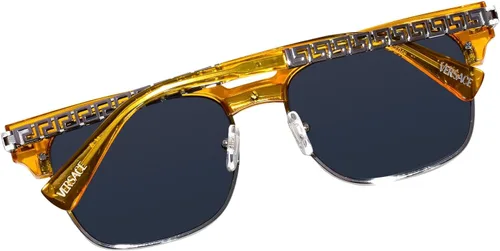 Vista 6 de Versace VE4447 541280 Gafas de Sol Transparente AmarilloAzul Oscuro Forma Cuadrada 2.165 in, Transparente Amarillo Azul Oscuro