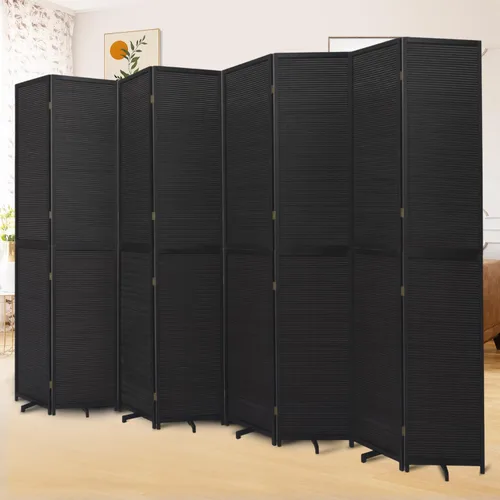 Vista 14 de Divisor de pared de bambú de 6 paneles, 106 pulgadas de ancho x 67 pulgadas de alto, diseño plegable con base extra estable, pantalla divisora