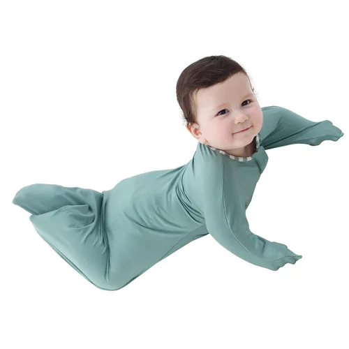 Vista 24 de PuppyPaws - Saco de dormir para bebé, 1.5 TOG, envolvente de transición con mangas largas con brazos hacia arriba y puños de manoplas, saco de Verde