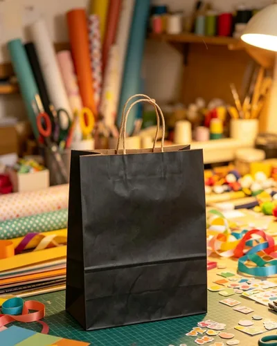 Vista 6 de qiqee Paquete de 50 bolsas de regalo de papel negro con asas a granel 13"x10.3"x4.6" bolsas de favor para fiestas de tamaño grande múltiples usos