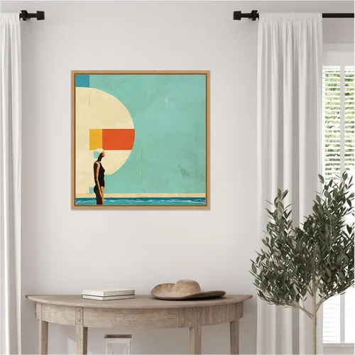 Vista 6 de Amanti Art Framed Canvas Wall Art 22x22 Mid Century Pool by Layla Oz, Framed Wall Art Canvas, Abstract Artwork, Modern Decor, Medium Poster Painting