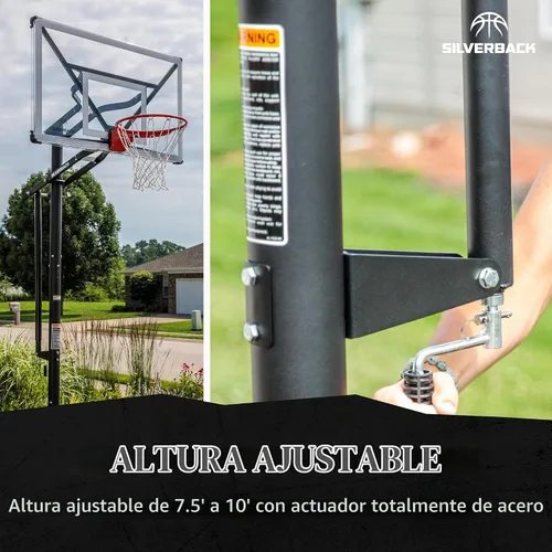 Vista 3 de Silverback NXT. Canasta de baloncesto en tierra de 152 cm con tablero de altura ajustable y diseño QuickPlay NXT 60