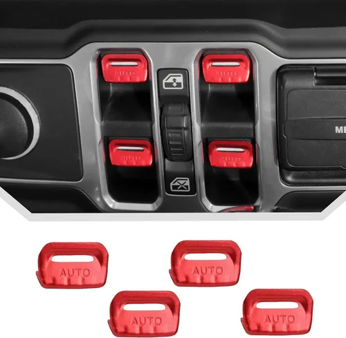 Vista 19 de JeCar 4 piezas para Jeep Wrangler Cubierta de botón del interruptor de ventana de la moldura interior negra para Jeep Wrangler JL JLU Gladiator JT