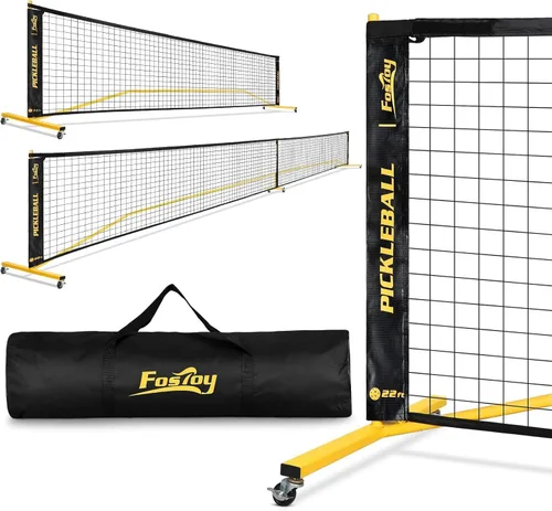 Vista 12 de Fostoy Portable Pickleball Net Set with Wheels, 22 FT & Half Court 11 FT