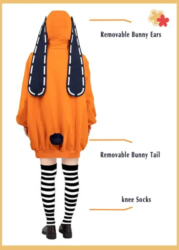 Vista 2 de Coslover Disfraz de anime Runa para cosplay orejas de conejo sudadera con capucha abrigo para mujer y niña