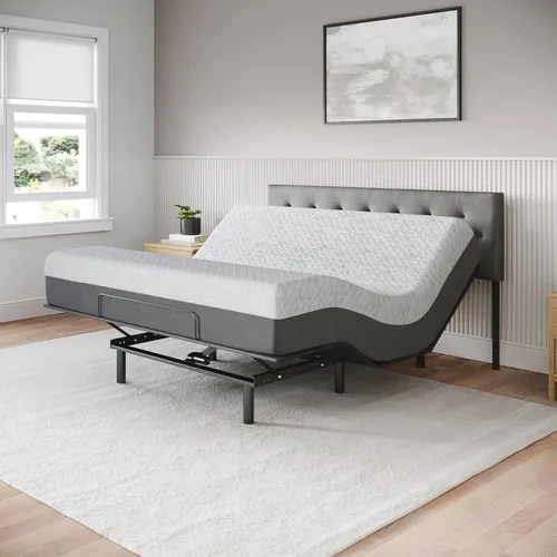 Vista 11 de Celestial Aurora - Base de cama ajustable (marco) + colchón de espuma viscoelástica de gel de 10 pulgadas (mediano), fácil montaje, elevación
