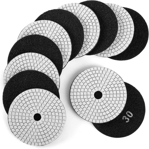 Vista 9 de Almohadillas de Pulido de Diamante de 5 Pulgadas con Almohadillas de Respaldo de Gancho y Bucle de 5/8"-11, Kit de 10 Piezas de Herramientas