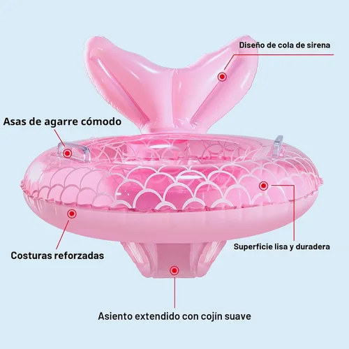 Vista 5 de KISSHAKE Flotador de piscina para bebé, flotador de natación de sirena para bebé, entrenador de natación inteligente, flotadores inflables