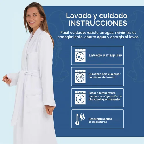 Vista 5 de Bata monarca/ciprés unisex de tejido suave y microfibra, color blanco