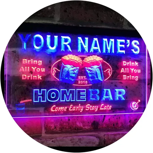 Vista 10 de Letrero luminoso Custom Home Bar Beer de neón; personalizado con nombre Blanco
