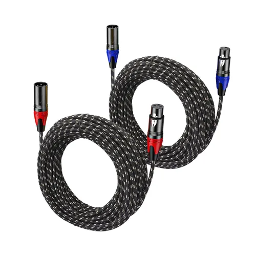 Vista 10 de Paquete de 2 cables XLR de 3.3 pies, cable de micrófono equilibrado de alta calidad con cable XLR de 3 pines macho a hembra, negro, cobre puro