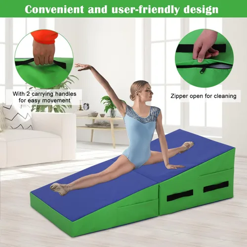 Vista 5 de Colchoneta de gimnasia para acrobacias, plegable, con superficie de piel sintética antideslizante y asas, alfombrillas para gimnasia para el hogar