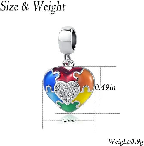 Vista 3 de NanMuc Collar con dije de conciencia sobre el autismo, pieza de rompecabezas, esmalte ASD, dije con texto en inglés "You Fit Me Perfectamente