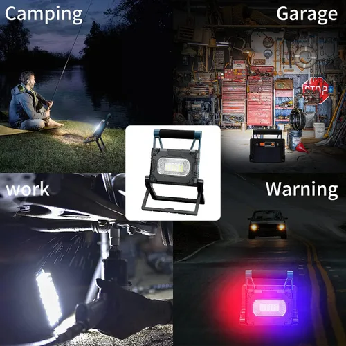 Vista 8 de Luz de trabajo LED de 30 W con soporte USB solar recargable magnética, plegable, portátil, impermeable, 36 LED de 3000 LM, 4 modos, soporte
