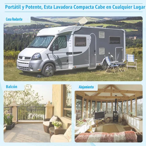Vista 9 de Superday Lavadora portátil, 2 en 1, mini lavadora compacta de doble tina, combo de lavadora compacta con centrifugado, con capacidad de 16 libras