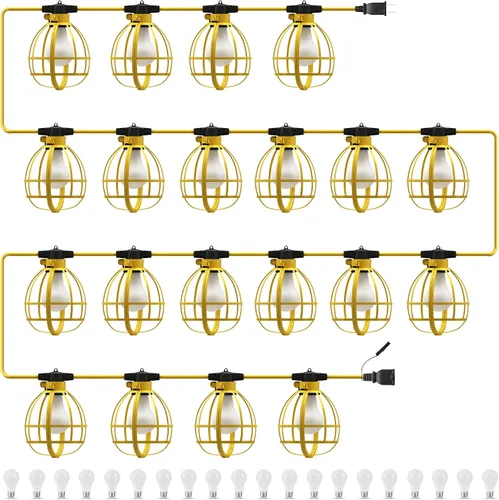 Vista 8 de LEDIARY 50FT Construction String Lights, 5 Bulbs 50W 5250LM Work Lights