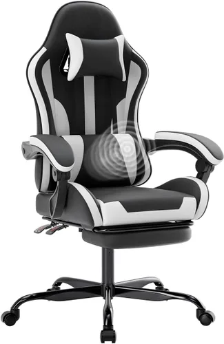 Vista 12 de Silla de escritorio para juegos para adultos, silla ergonómica para juegos Rosa + blanco