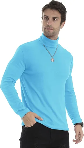 Vista 127 de Camiseta de manga larga para hombre, ajustada, ligera, con cuello de tortuga