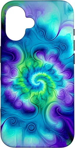 Vista 32 de Tie Dye Colorido Azul Cian Púrpura Verde Diseño Caso para iPhone 17