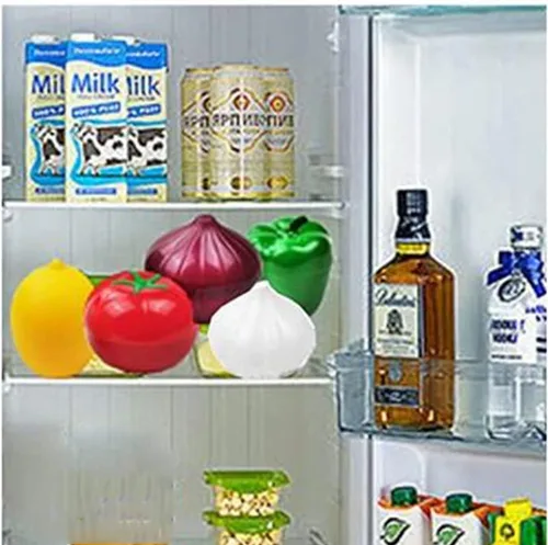Vista 4 de OUKEYI Juego de 5 recipientes para frutas, almacenamiento de cebollas, almacenamiento de verduras, cebolla, limón, pimiento verde, tomate